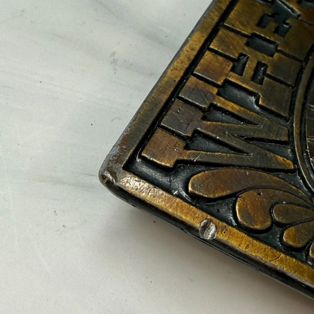 Vintage Reiman Publications Wheat Belt Brass Tone Rectangle Belt Buckle